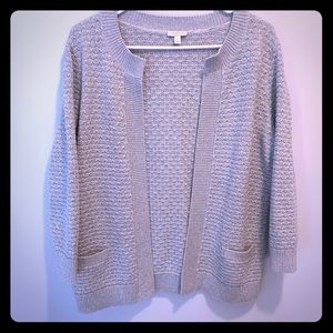 Talbots petites gray silver cardigan ladies small